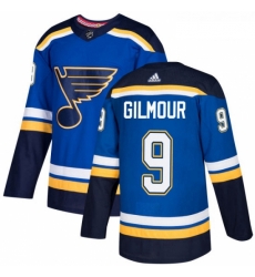 Youth Adidas St Louis Blues 9 Doug Gilmour Authentic Royal Blue Home NHL Jersey 