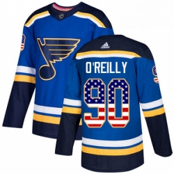 Youth Adidas St Louis Blues 90 Ryan OReilly Authentic Blue USA Flag Fashion NHL Jerse