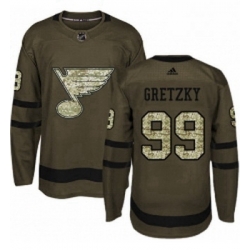Youth Adidas St Louis Blues 99 Wayne Gretzky Premier Green Salute to Service NHL Jersey 