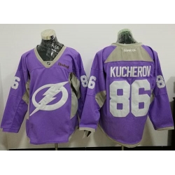 Lightning #86 Nikita Kucherov Purple Fights Cancer Practice Stitched NHL Jersey