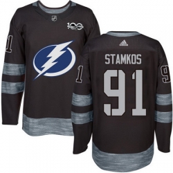 Lightning #91 Steven Stamkos Black 1917 2017 100th Anniversary Stitched NHL Jersey