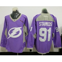 Lightning #91 Steven Stamkos Purple Fights Cancer Practice Stitched NHL Jersey