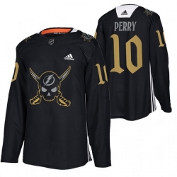 Men Tampa Bay Lightning 10 Corey Perry Black Gasparilla Inspired Pirate Themed Warmup Stitched jersey