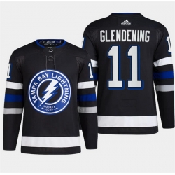Men Tampa Bay Lightning 11 Luke Glendening Black Alternate Premier Breakaway Stitched Jersey