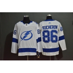 Men Tampa Bay Lightning 86 Nikita Kucherov White Adidas Jersey