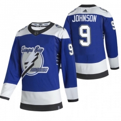 Men Tampa Bay Lightning 9 Tyler Johnson Blue Adidas 2020 21 Reverse Retro Alternate NHL Jersey