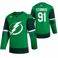 Men Tampa Bay Lightning 91 Steven Stamkos Green 2020 Adidas Jersey