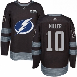 Mens Adidas Tampa Bay Lightning 10 JT Miller Authentic Black 1917 2017 100th Anniversary NHL Jerse