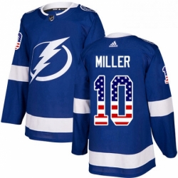 Mens Adidas Tampa Bay Lightning 10 JT Miller Authentic Blue USA Flag Fashion NHL Jerse