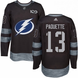 Mens Adidas Tampa Bay Lightning 13 Cedric Paquette Authentic Black 1917 2017 100th Anniversary NHL Jersey 