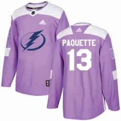 Mens Adidas Tampa Bay Lightning 13 Cedric Paquette Authentic Purple Fights Cancer Practice NHL Jersey 