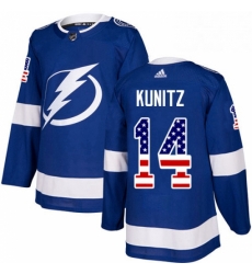Mens Adidas Tampa Bay Lightning 14 Chris Kunitz Authentic Blue USA Flag Fashion NHL Jersey 