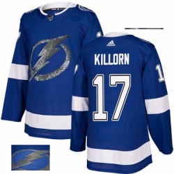 Mens Adidas Tampa Bay Lightning 17 Alex Killorn Authentic Royal Blue Fashion Gold NHL Jersey 