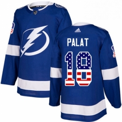 Mens Adidas Tampa Bay Lightning 18 Ondrej Palat Authentic Blue USA Flag Fashion NHL Jersey 