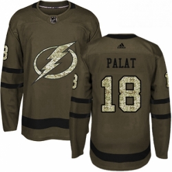Mens Adidas Tampa Bay Lightning 18 Ondrej Palat Authentic Green Salute to Service NHL Jersey 