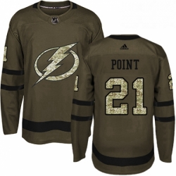 Mens Adidas Tampa Bay Lightning 21 Brayden Point Authentic Green Salute to Service NHL Jersey 