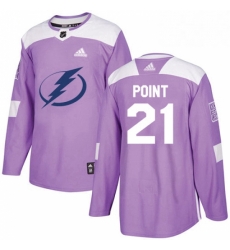 Mens Adidas Tampa Bay Lightning 21 Brayden Point Authentic Purple Fights Cancer Practice NHL Jersey 