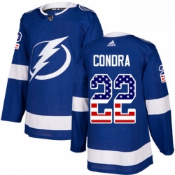 Mens Adidas Tampa Bay Lightning 22 Erik Condra Authentic Blue USA Flag Fashion NHL Jersey 