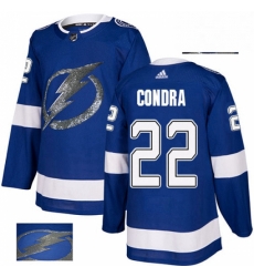 Mens Adidas Tampa Bay Lightning 22 Erik Condra Authentic Royal Blue Fashion Gold NHL Jersey 