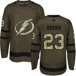 Mens Adidas Tampa Bay Lightning 23 JT Brown Authentic Green Salute to Service NHL Jersey 