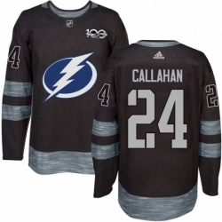Mens Adidas Tampa Bay Lightning 24 Ryan Callahan Authentic Black 1917 2017 100th Anniversary NHL Jersey 