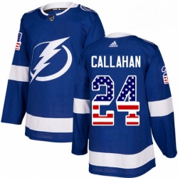 Mens Adidas Tampa Bay Lightning 24 Ryan Callahan Authentic Blue USA Flag Fashion NHL Jersey 