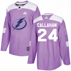 Mens Adidas Tampa Bay Lightning 24 Ryan Callahan Authentic Purple Fights Cancer Practice NHL Jersey 