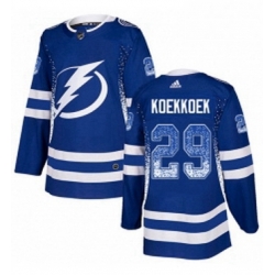 Mens Adidas Tampa Bay Lightning 29 Slater Koekkoek Authentic Blue Drift Fashion NHL Jersey 
