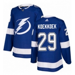 Mens Adidas Tampa Bay Lightning 29 Slater Koekkoek Authentic Royal Blue Home NHL Jersey 