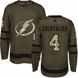 Mens Adidas Tampa Bay Lightning 4 Vincent Lecavalier Authentic Green Salute to Service NHL Jersey 