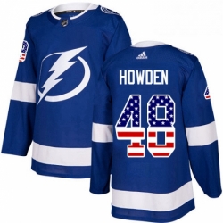 Mens Adidas Tampa Bay Lightning 48 Brett Howden Authentic Blue USA Flag Fashion NHL Jersey 
