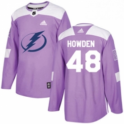 Mens Adidas Tampa Bay Lightning 48 Brett Howden Authentic Purple Fights Cancer Practice NHL Jersey 