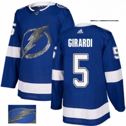 Mens Adidas Tampa Bay Lightning 5 Dan Girardi Authentic Royal Blue Fashion Gold NHL Jersey 