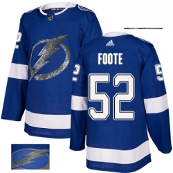 Mens Adidas Tampa Bay Lightning 52 Callan Foote Authentic Royal Blue Fashion Gold NHL Jersey 