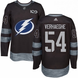 Mens Adidas Tampa Bay Lightning 54 Carter Verhaeghe Authentic Black 1917 2017 100th Anniversary NHL Jersey 