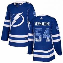 Mens Adidas Tampa Bay Lightning 54 Carter Verhaeghe Authentic Blue Drift Fashion NHL Jersey 
