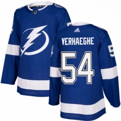 Mens Adidas Tampa Bay Lightning 54 Carter Verhaeghe Authentic Royal Blue Home NHL Jersey 