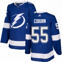 Mens Adidas Tampa Bay Lightning 55 Braydon Coburn Authentic Royal Blue Home NHL Jersey 