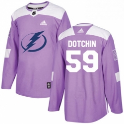 Mens Adidas Tampa Bay Lightning 59 Jake Dotchin Authentic Purple Fights Cancer Practice NHL Jersey 