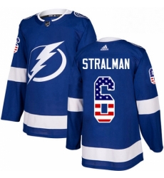 Mens Adidas Tampa Bay Lightning 6 Anton Stralman Authentic Blue USA Flag Fashion NHL Jersey 