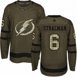 Mens Adidas Tampa Bay Lightning 6 Anton Stralman Authentic Green Salute to Service NHL Jersey 