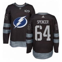 Mens Adidas Tampa Bay Lightning 64 Matthew Spencer Authentic Black 1917 2017 100th Anniversary NHL Jersey 