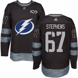 Mens Adidas Tampa Bay Lightning 67 Mitchell Stephens Authentic Black 1917 2017 100th Anniversary NHL Jersey 