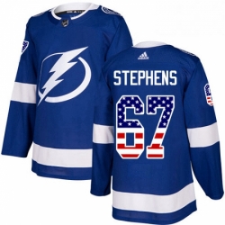Mens Adidas Tampa Bay Lightning 67 Mitchell Stephens Authentic Blue USA Flag Fashion NHL Jersey 