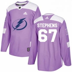 Mens Adidas Tampa Bay Lightning 67 Mitchell Stephens Authentic Purple Fights Cancer Practice NHL Jersey 