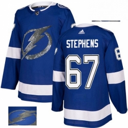 Mens Adidas Tampa Bay Lightning 67 Mitchell Stephens Authentic Royal Blue Fashion Gold NHL Jersey 