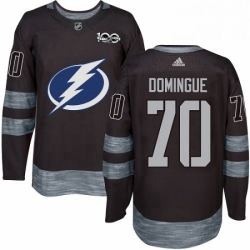 Mens Adidas Tampa Bay Lightning 70 Louis Domingue Authentic Black 1917 2017 100th Anniversary NHL Jerse