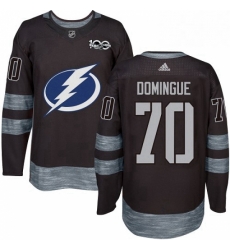 Mens Adidas Tampa Bay Lightning 70 Louis Domingue Authentic Black 1917 2017 100th Anniversary NHL Jersey 