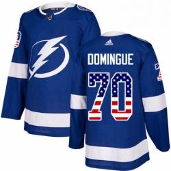 Mens Adidas Tampa Bay Lightning 70 Louis Domingue Authentic Blue USA Flag Fashion NHL Jerse