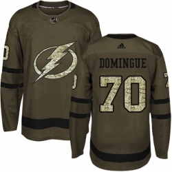 Mens Adidas Tampa Bay Lightning 70 Louis Domingue Authentic Green Salute to Service NHL Jersey 